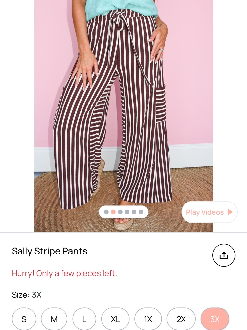Striped Wide-Leg Drawstring Pants - Brown and cream